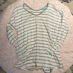 Striped long sleeve button detail top